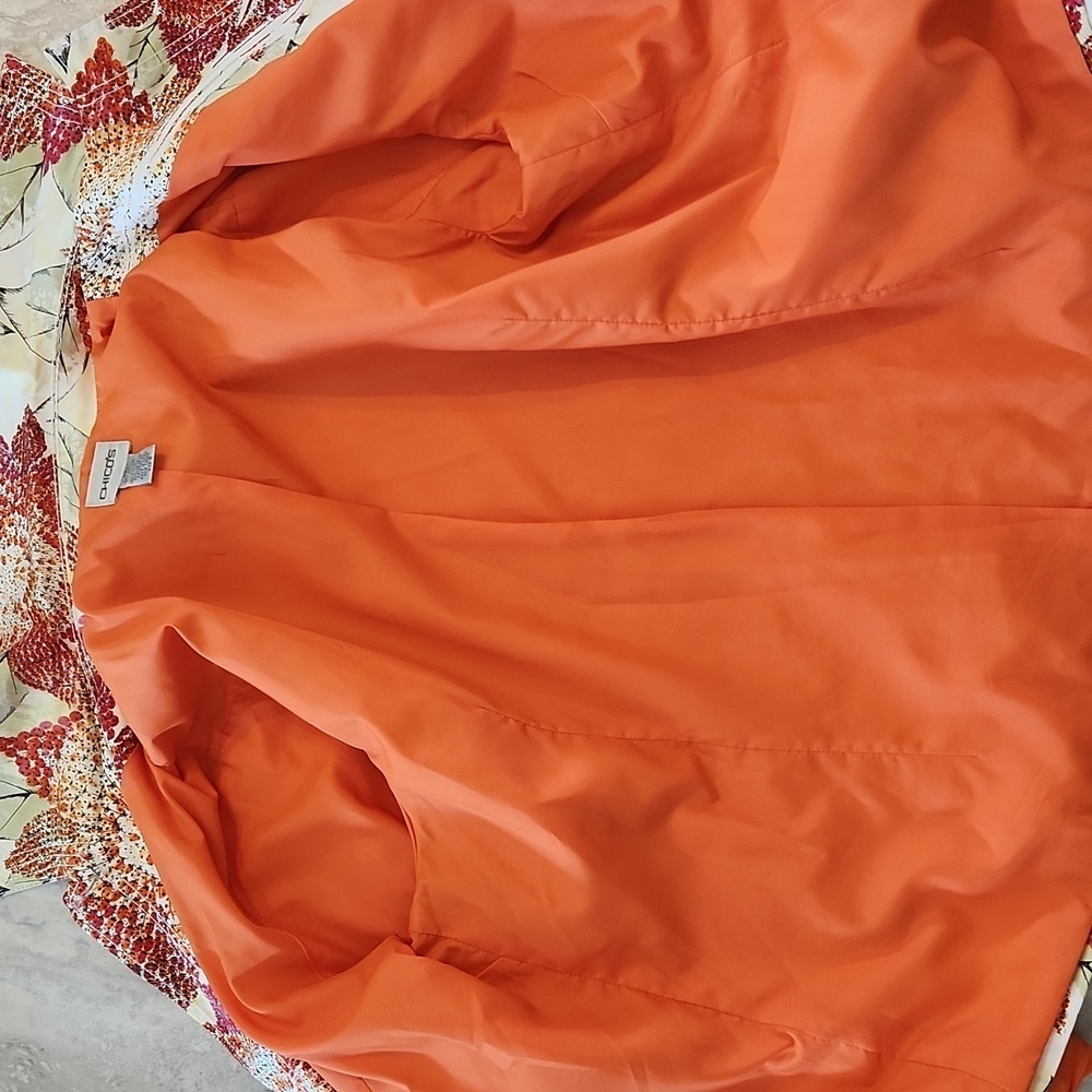 Chico’s Jacket Blazer Art To Wear Womens Sz 3 XL 16 Orange Pink Sequins Ladybugs - Picture 12 of 16